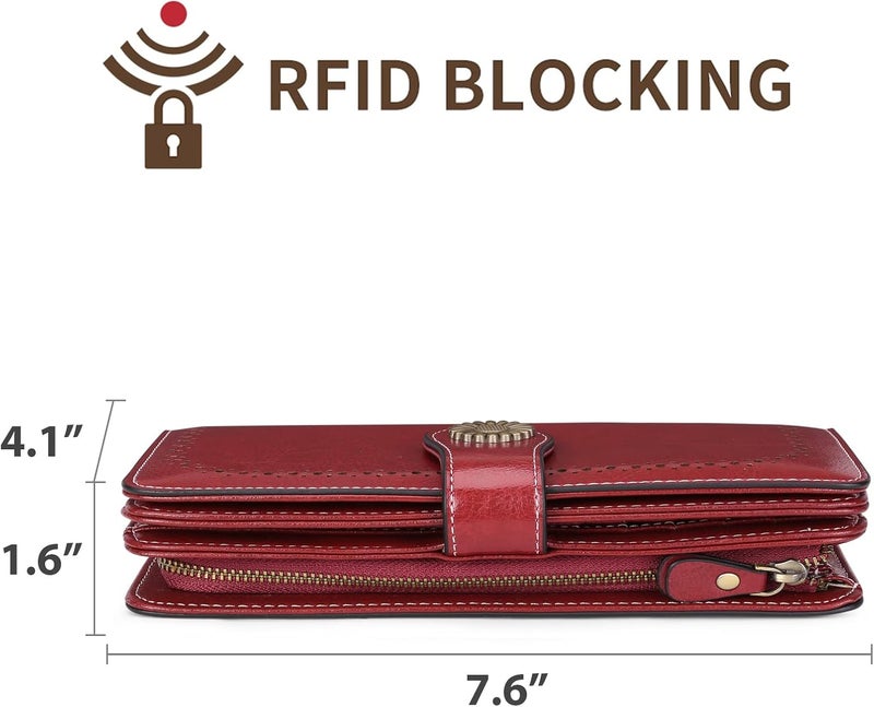 SENDEFN Wallets for Women Leather Credit Card Holder with RFID Blocking Large Capacity Wristlet | with RFID Blocking, Large Capacity, Wristlet, with RFID Blocking, Large Capacity, Wristlet - Image 3
